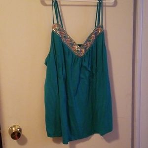 Maurices 3X Teal/Gold Sequin Tank